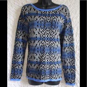 • Ruby Rd. • Women’s Blue/Black/White Soft Sweater